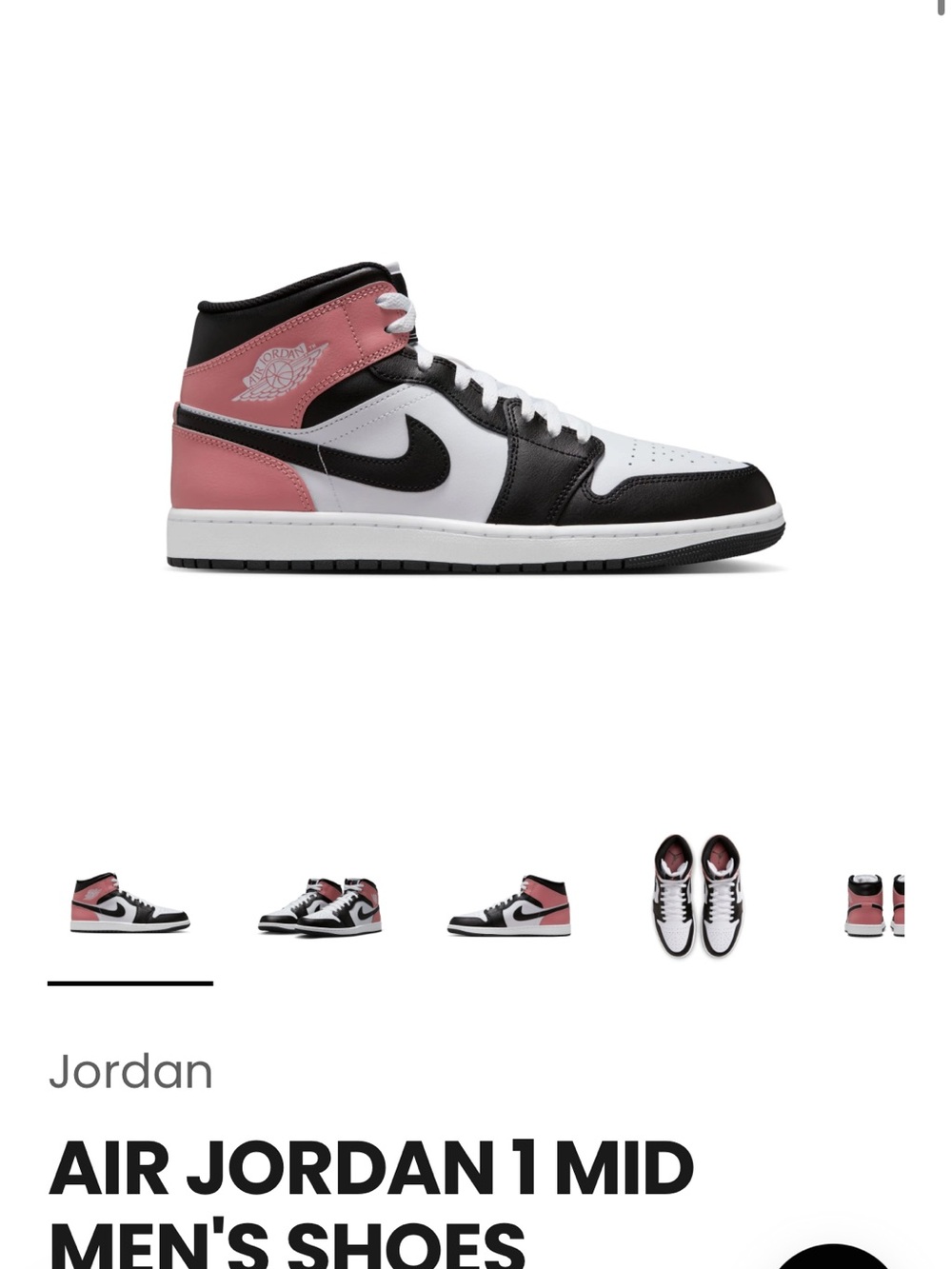 Jordan Air Jordan 1 Mid Rust, Black & White M9.5 W11